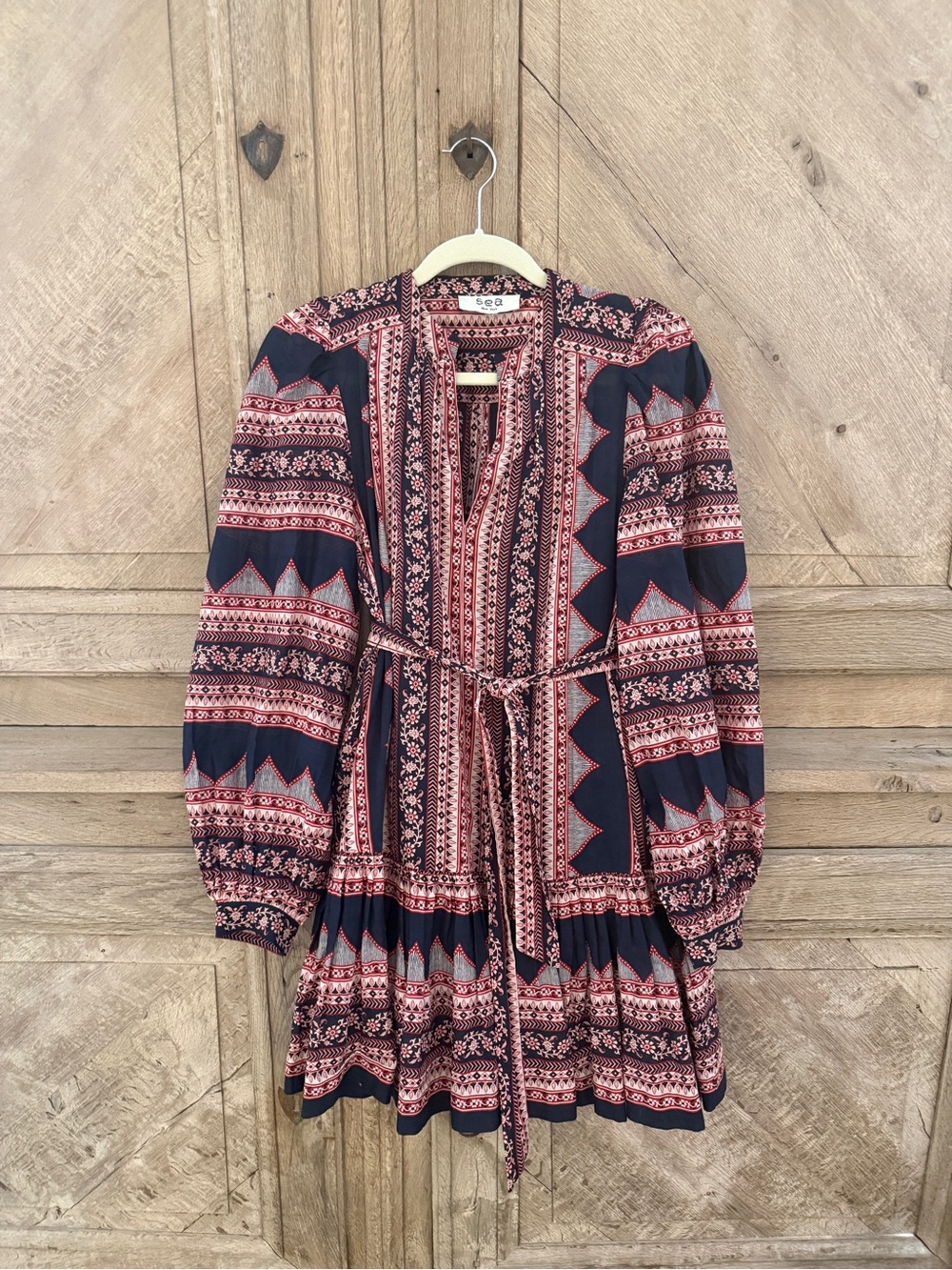 Sea New York “Susie” Navy and Red belted Dress